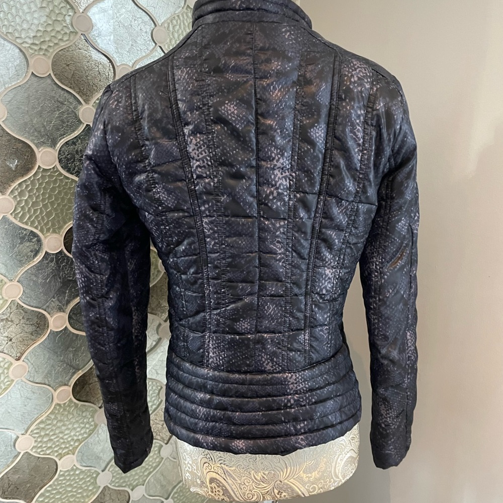 Guess Womens Python Print Moto Puffer Jacket Blac… - image 6